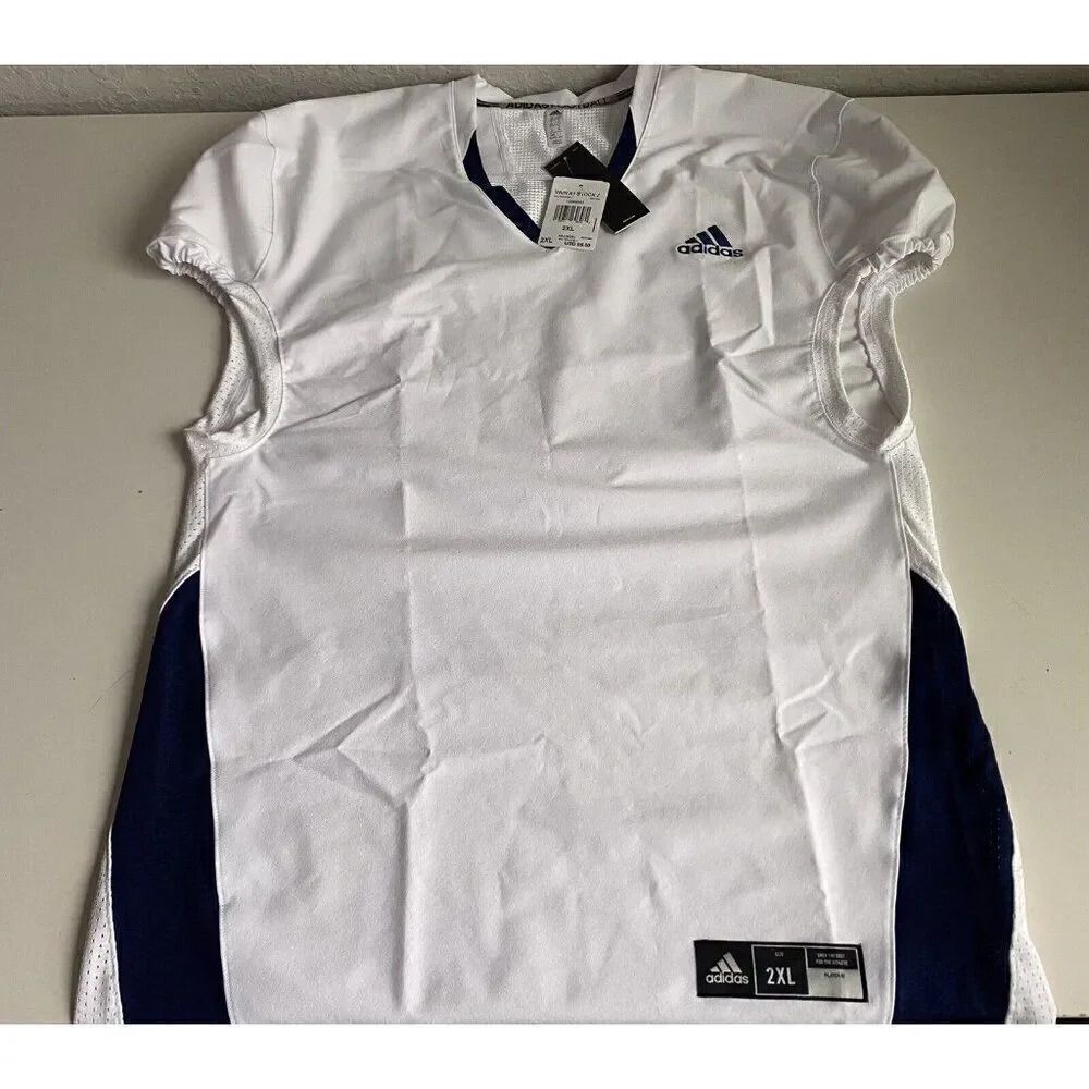 Adidas Woven Football Jersey GG7394 A1 Stock J White Navy Blue Men’s Sz 2XL NEW